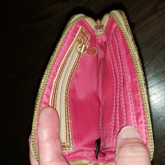 Coach Poppy Multicolor Optic C Satin Zippy Metallic Gold Wallet Wristlet - Picture 7 of 11